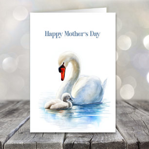 Tarjeta Festiva Día de la Madre Cisne Blanco