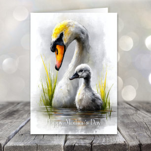 Tarjeta Festiva Día de la Madre Cisne y Cigüeña