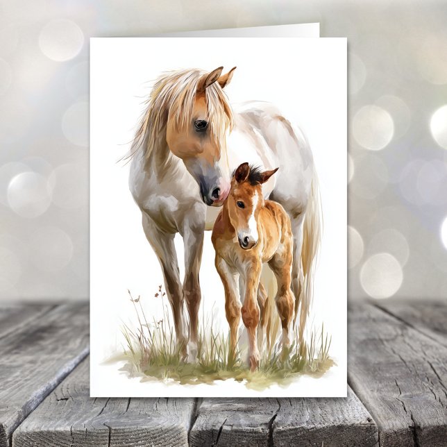 Tarjeta Festiva Día de la Madre con caballo y potro (Subido por el creador)