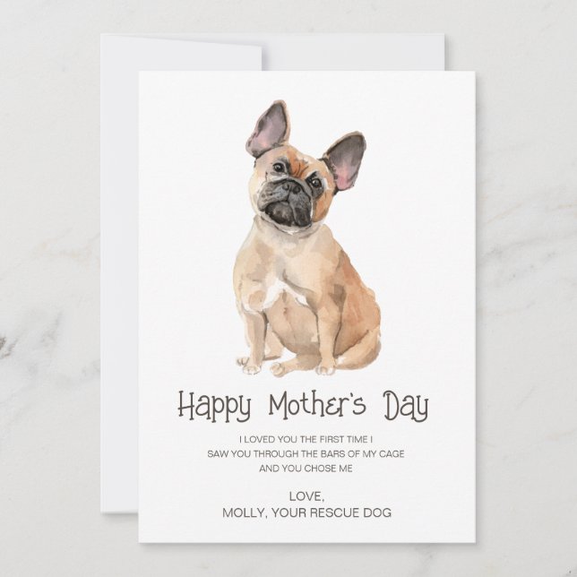 Tarjeta Festiva Día de la Madre con pintura de perro (Anverso)