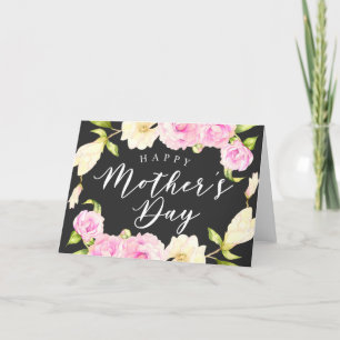 Tarjeta Festiva Día de la Madre con una flor blanca rosa