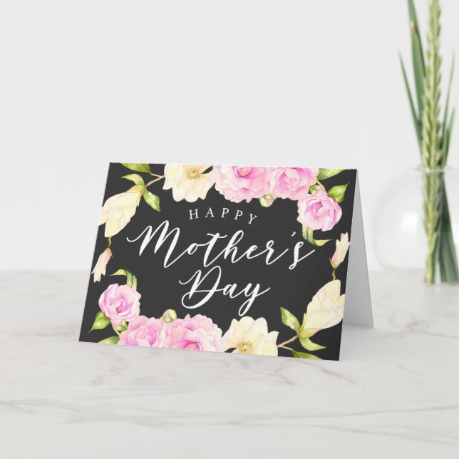 Tarjeta Festiva Día de la Madre con una flor blanca rosa (Anverso)