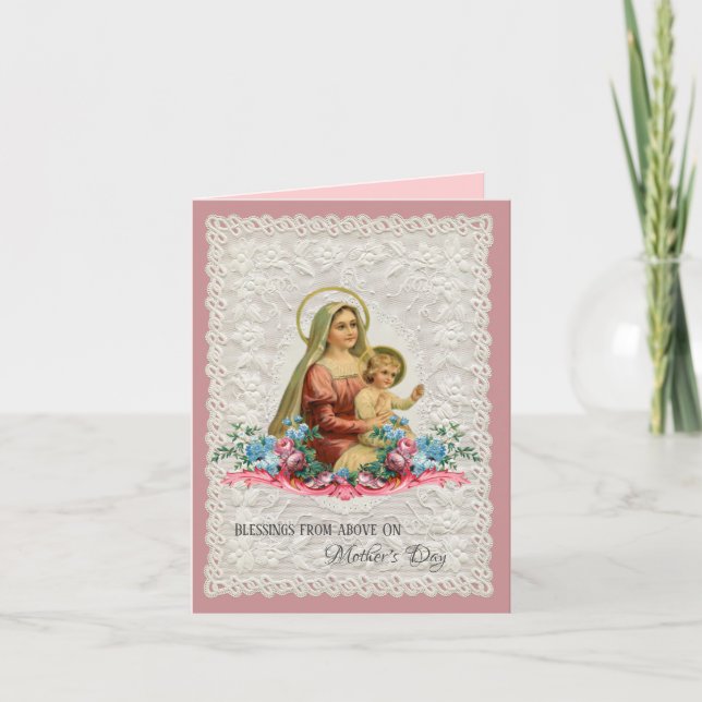 Tarjeta Festiva Día de la Madre de la Virgen Religiosa María Jesús (Anverso)