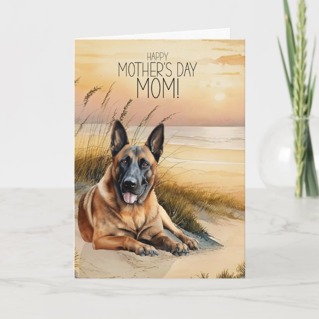 Tarjeta Festiva Día de la Madre de los Perros de Malinois (Anverso)