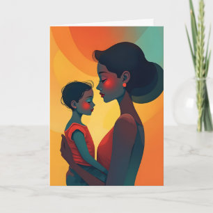 Tarjeta Festiva Día de la Madre de Madre e Hijo Afroamericanos