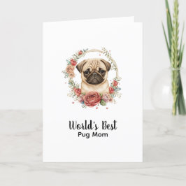 Tarjeta Festiva Día de la madre de Mascota pug de perro personaliz