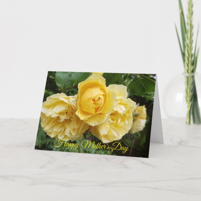 Tarjeta Festiva Día de la Madre de Rosas Amarillas (Anverso)