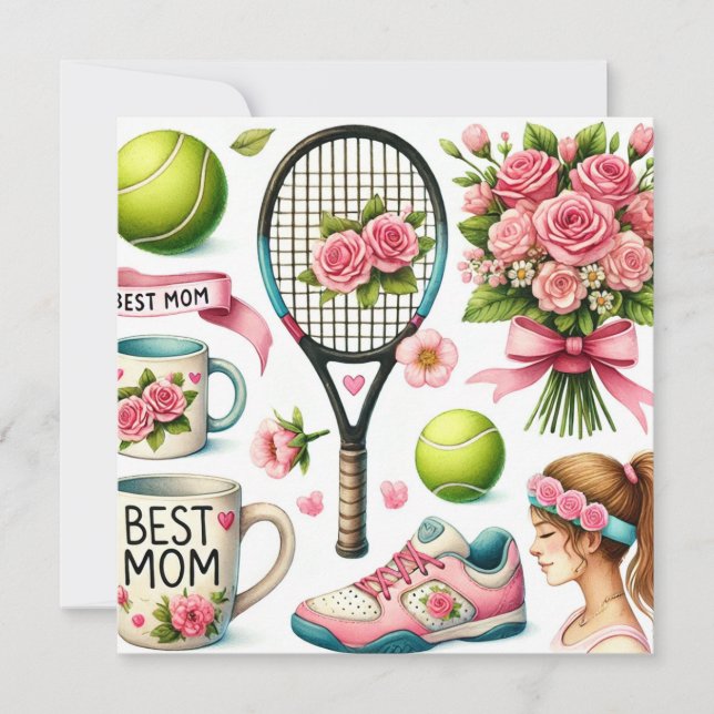 Tarjeta Festiva Día de la Madre de Tenis (Anverso)
