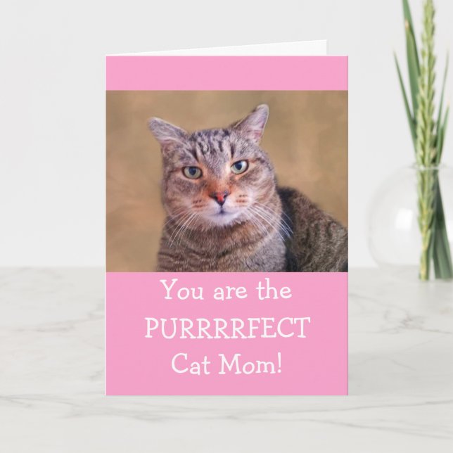 Tarjeta Festiva Día de la madre de un gato perfecto (Anverso)