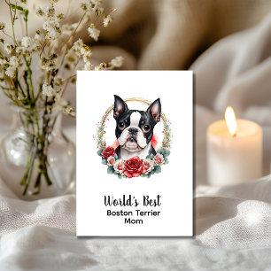 Tarjeta Festiva Día de la madre de un perro de Boston terrier