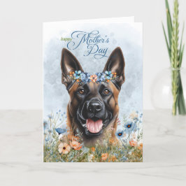 Tarjeta Festiva Día de la madre de un perro de flores silvestres e