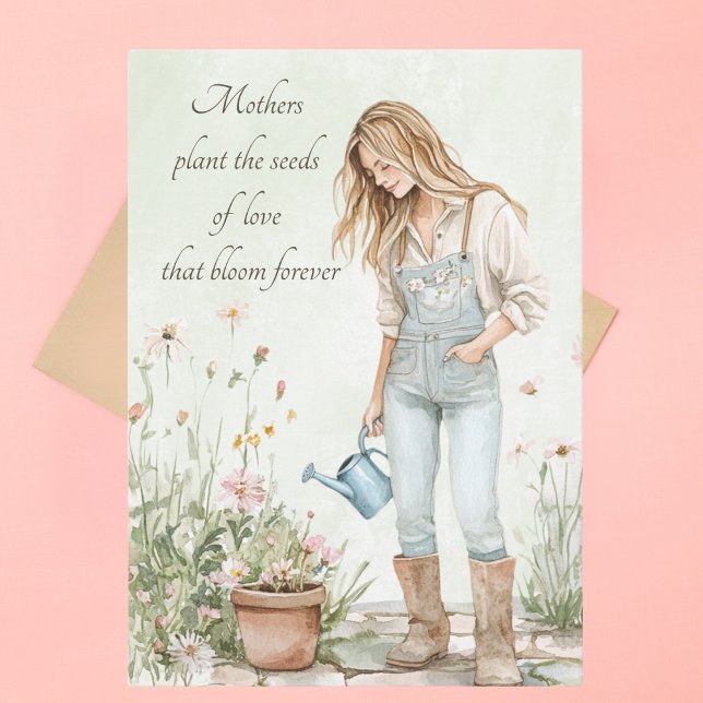 Tarjeta Festiva Día de la Madre de una joven Personalizado verde a (Subido por el creador)