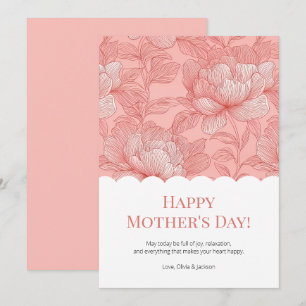 Tarjeta Festiva Día de la Madre Feliz Floral Rosa Escallado Modern