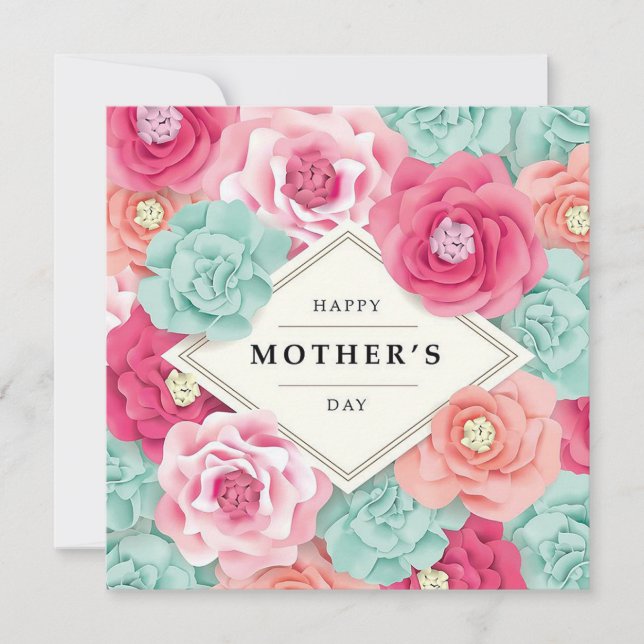 Tarjeta Festiva Día de la Madre floral (Anverso)