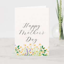 Tarjeta Festiva Día de la Madre Floral Lavanda Simple Verde Crema 