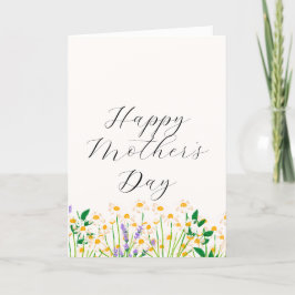 Tarjeta Festiva Día de la Madre Floral Lavanda Simple Verde Crema 
