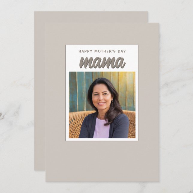 Tarjeta Festiva Día de la Madre Foto de Niños Mama Beige Moderno  (Anverso / Reverso)