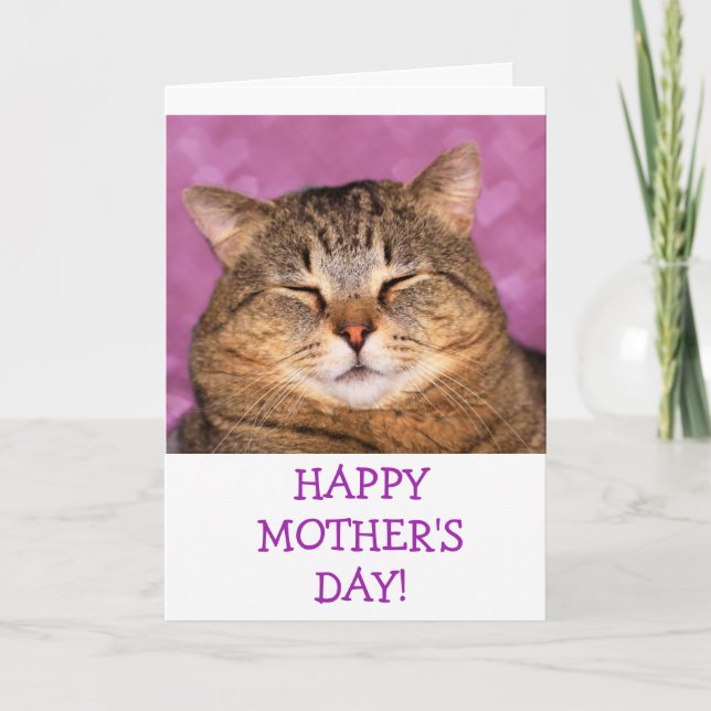 Tarjeta Festiva Día de la madre, foto de un gato personalizado (Anverso)