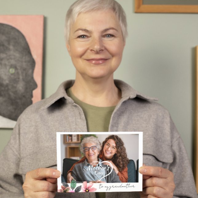 Tarjeta Festiva Día de la Madre Foto Floral Abuela Feliz (Subido por el creador)