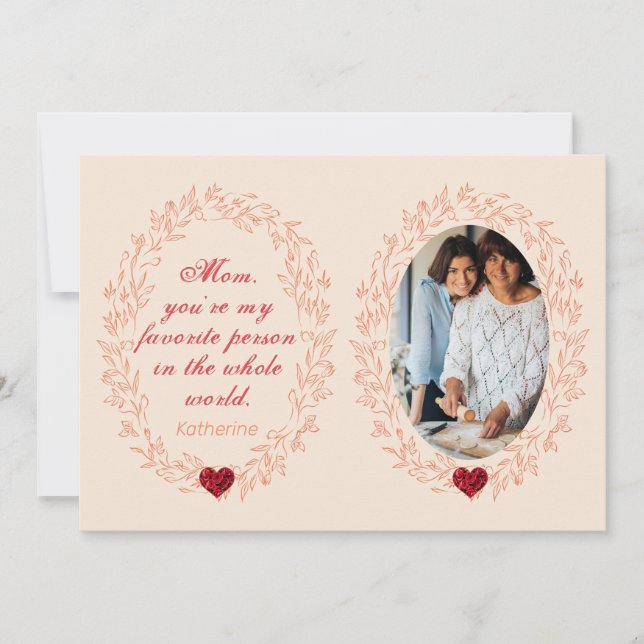 Tarjeta Festiva Día de la Madre fotográfico de citas sentimentales (Anverso)