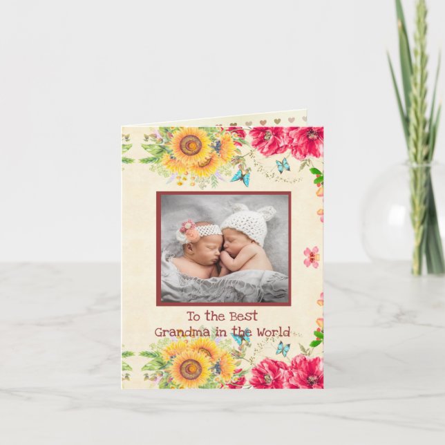 Tarjeta Festiva Día de la Madre fotográfico para las abuelas (Anverso)