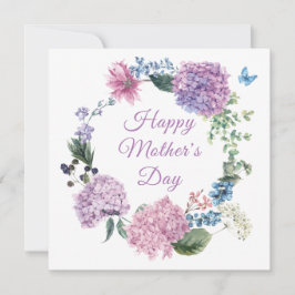 Tarjeta Festiva Día de la Madre Hidrangea Elegante Floral