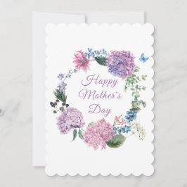 Tarjeta Festiva Día de la Madre Hidrangea Elegante Floral