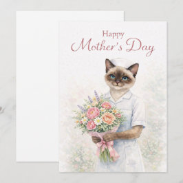 Tarjeta Festiva Día de la Madre para amantes de los gatos 