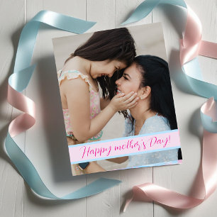 Tarjeta Festiva Día de la Madre Pastel moderno con broche de foto 