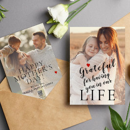 Tarjeta Festiva Día de la Madre personalizado 2 fotos y texto