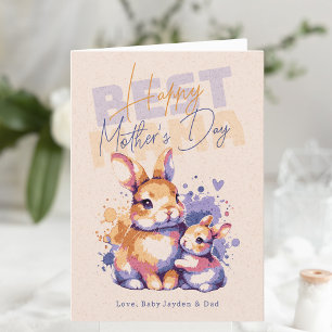Tarjeta Festiva Día de la Madre Personalizado Bunny Best Mama