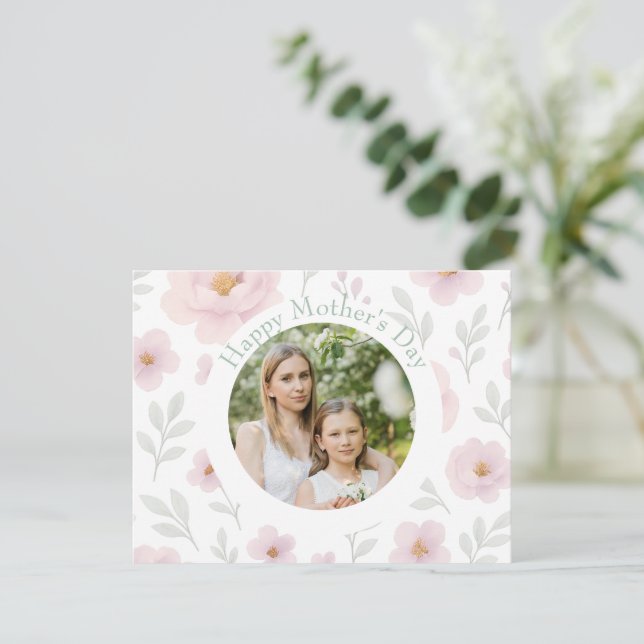 Tarjeta Festiva Día de la Madre Personalizado – Flor de Pastel | (Anverso de pie)