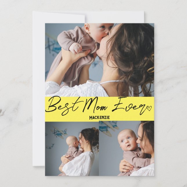 Tarjeta Festiva Día de la Madre personalizado, regalo de tres foto (Anverso)