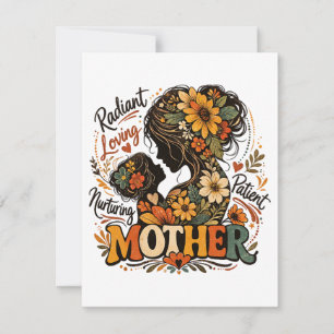Tarjeta Festiva día de la Madre Radiante Amorosa y Nutritiva