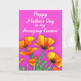 Tarjeta Festiva Día de la Madre rosado brillante de adormidera per