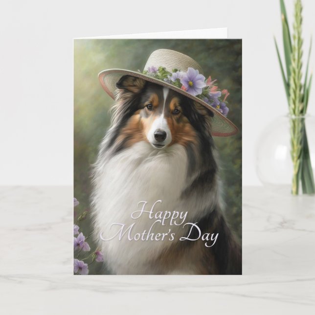 Tarjeta Festiva Día de la Madre Sheltie (Anverso)