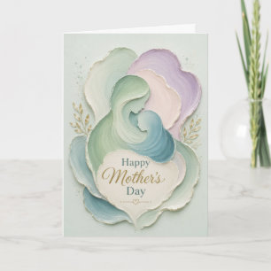 Tarjeta Festiva Día de la Madre Silueta Madre Hijo Abrazo