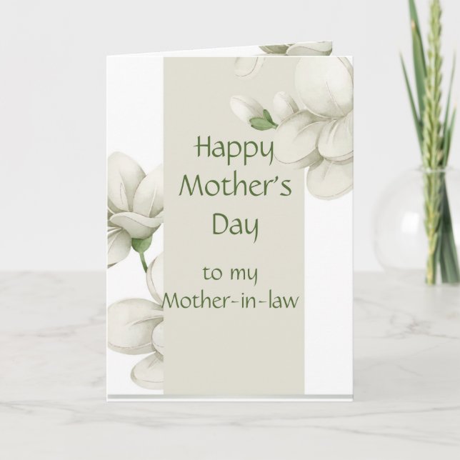 Tarjeta Festiva Día de la Madre Suegra Flores Blancas Floral (Anverso)