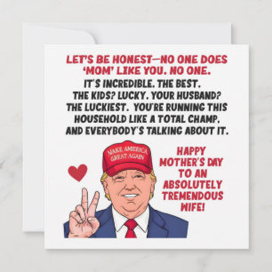 Tarjeta Festiva Día de la Madre Trump para esposa