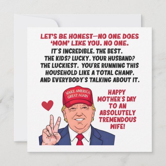 Tarjeta Festiva Día de la Madre Trump Para la Esposa  (Anverso)