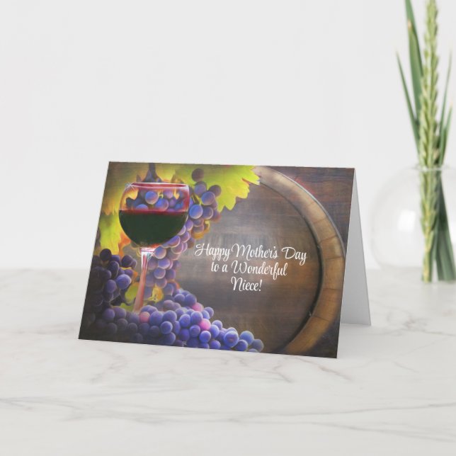 Tarjeta Festiva Día de la Madre Una maravillosa sobrina con un vas (Anverso)