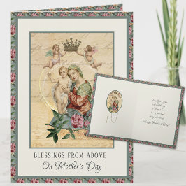 Tarjeta Festiva Día de la Madre Vintage Religiosa Virgen María