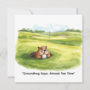 Tarjeta Festiva Día de la Marmota Golfista Vacaciones de Golf de I