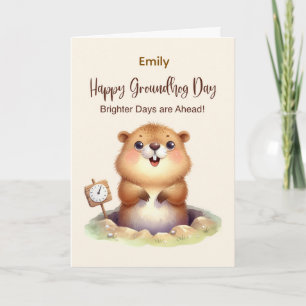 Tarjeta Festiva Día de la Marmota Nombre Personalizado Ánimo Más B