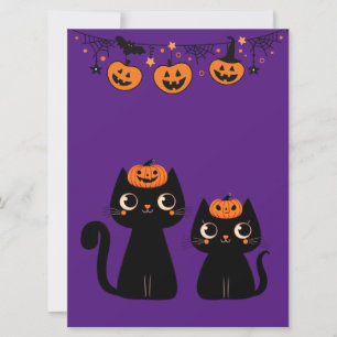 Tarjeta Festiva Día de las Brujas/Otoño/calabaza/gato
