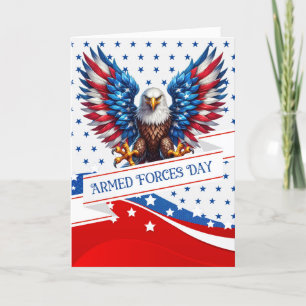 Tarjeta Festiva Día de las Fuerzas Armadas Águila Patriótica Azul