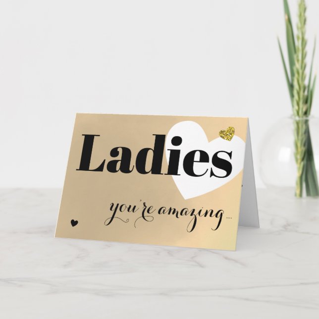 Tarjeta Festiva Día de las Galentinas de Oro de las Damas (Anverso)