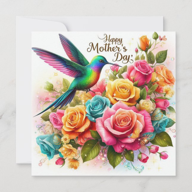 Tarjeta Festiva Día de las madres Colibrí (Anverso)