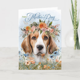 Tarjeta Festiva Día de las Madres de Beagle Dog Wildflower