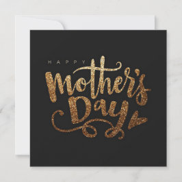 Tarjeta Festiva Día de las Madres de Oro Negro y Brillante